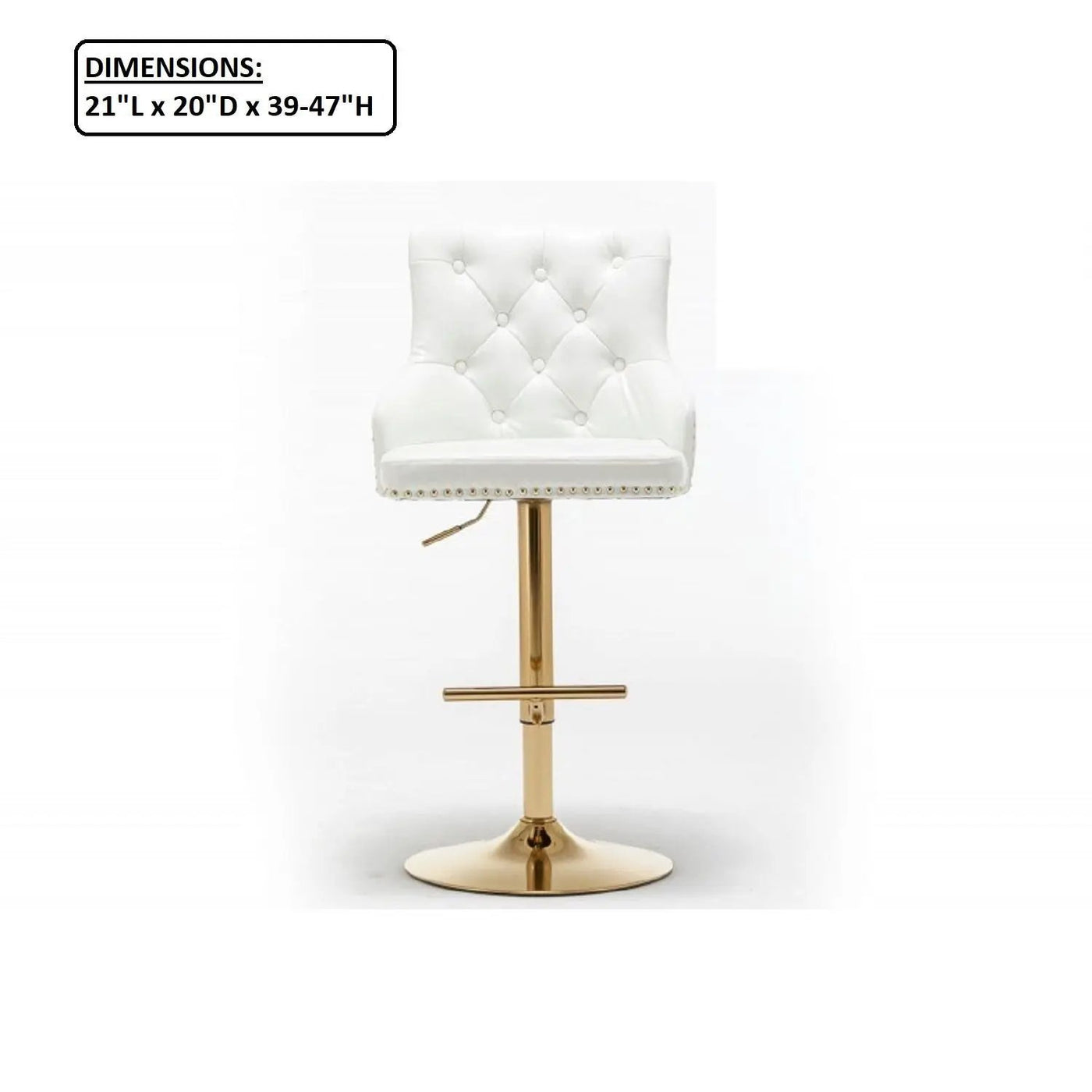 Adjustable Swivel Bar Stool With Nailhead Trim (Set of 2) by HouseOfZazla