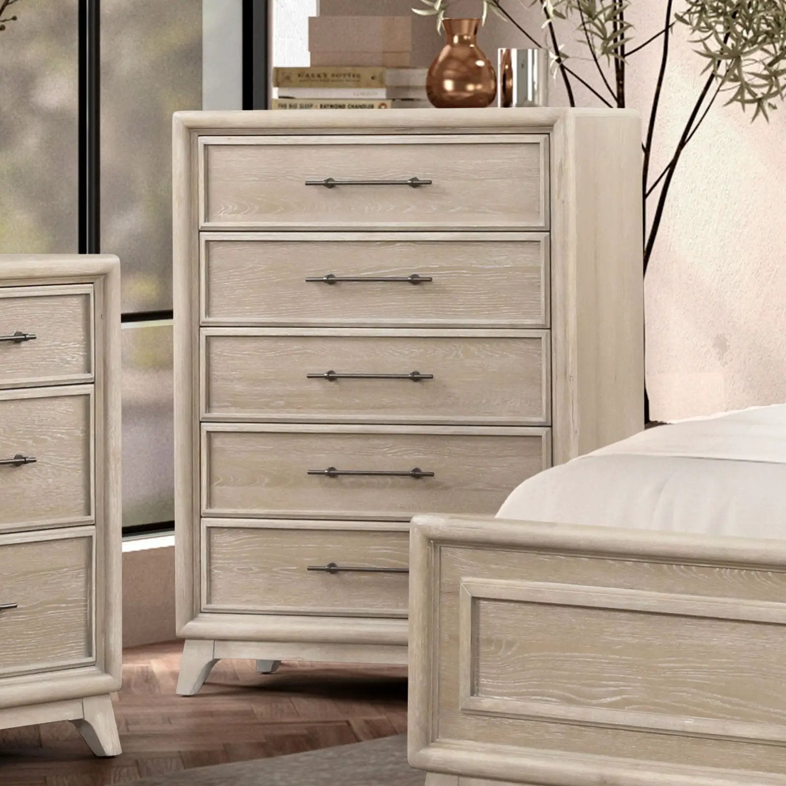 1 Piece Chest With Handles, Angled Legs, Ball Bearing Glides - Oak by HouseOfZazla
