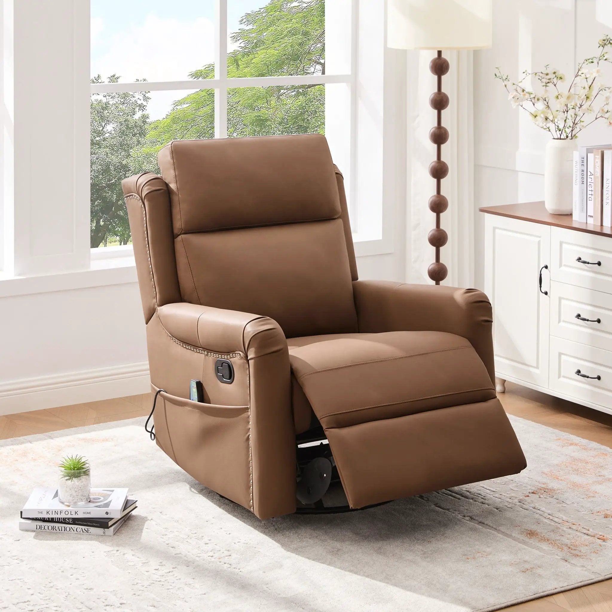 Manual Recliner Swivel Rocking Chair With 8-Point Massage and Heating by HouseOfZazla