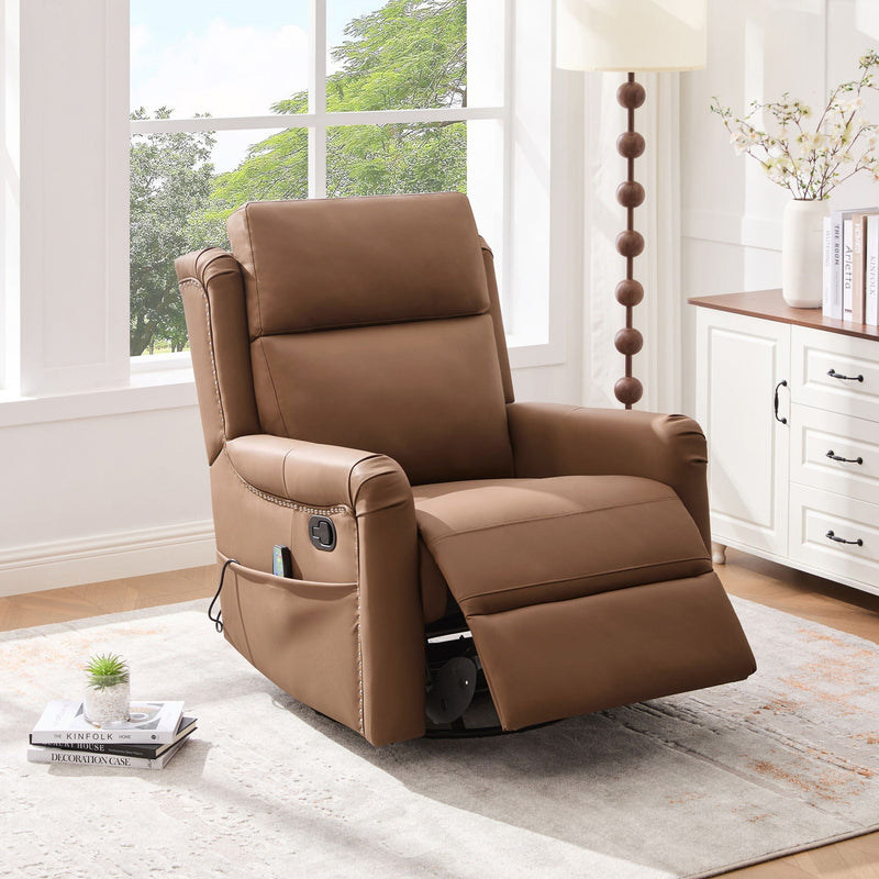 Manual Recliner Swivel Rocking Chair With 8-Point Massage and Heating by HouseOfZazla