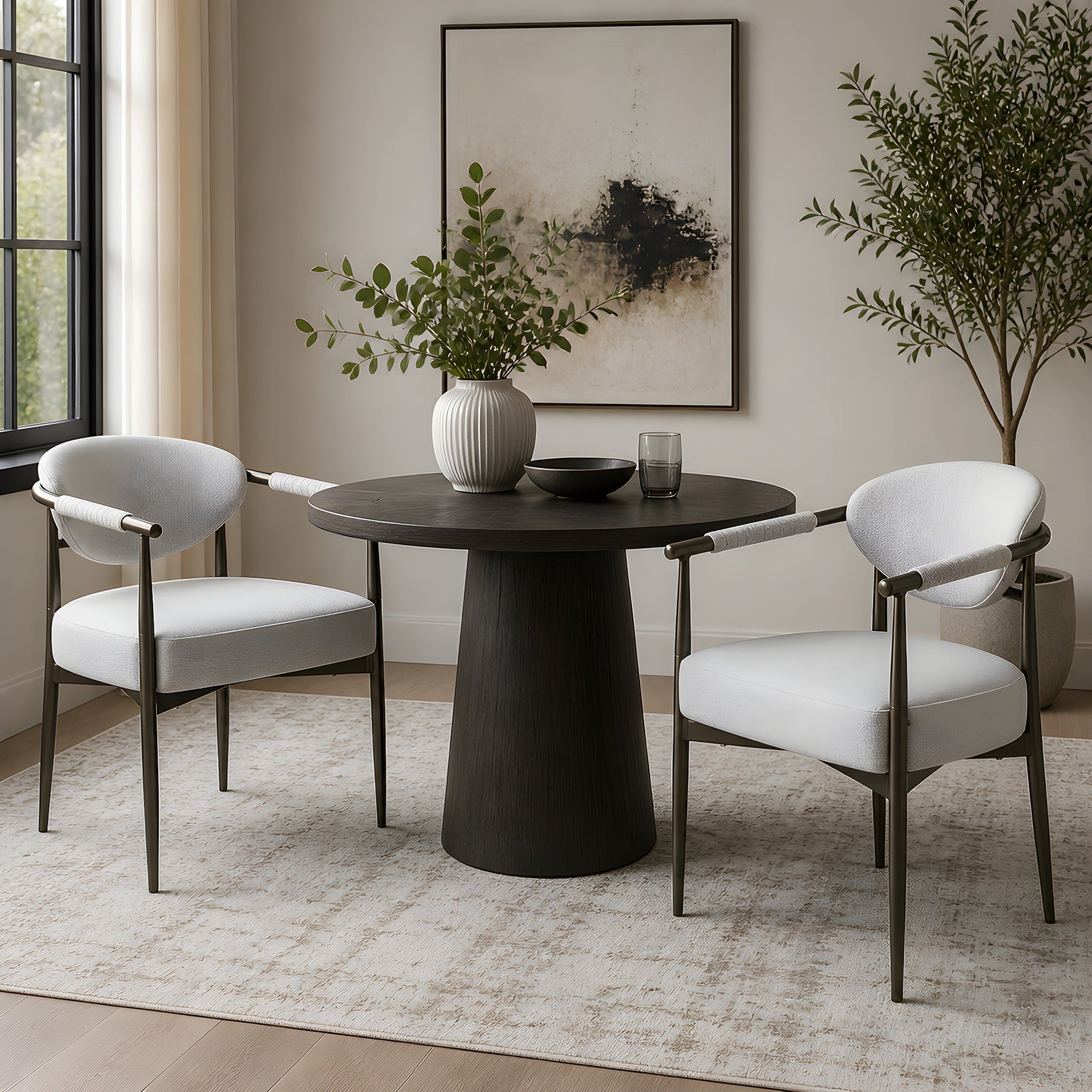 Modern Dining Chairs Set of 2 with Bronze Iron Frame by HouseOfZazla
