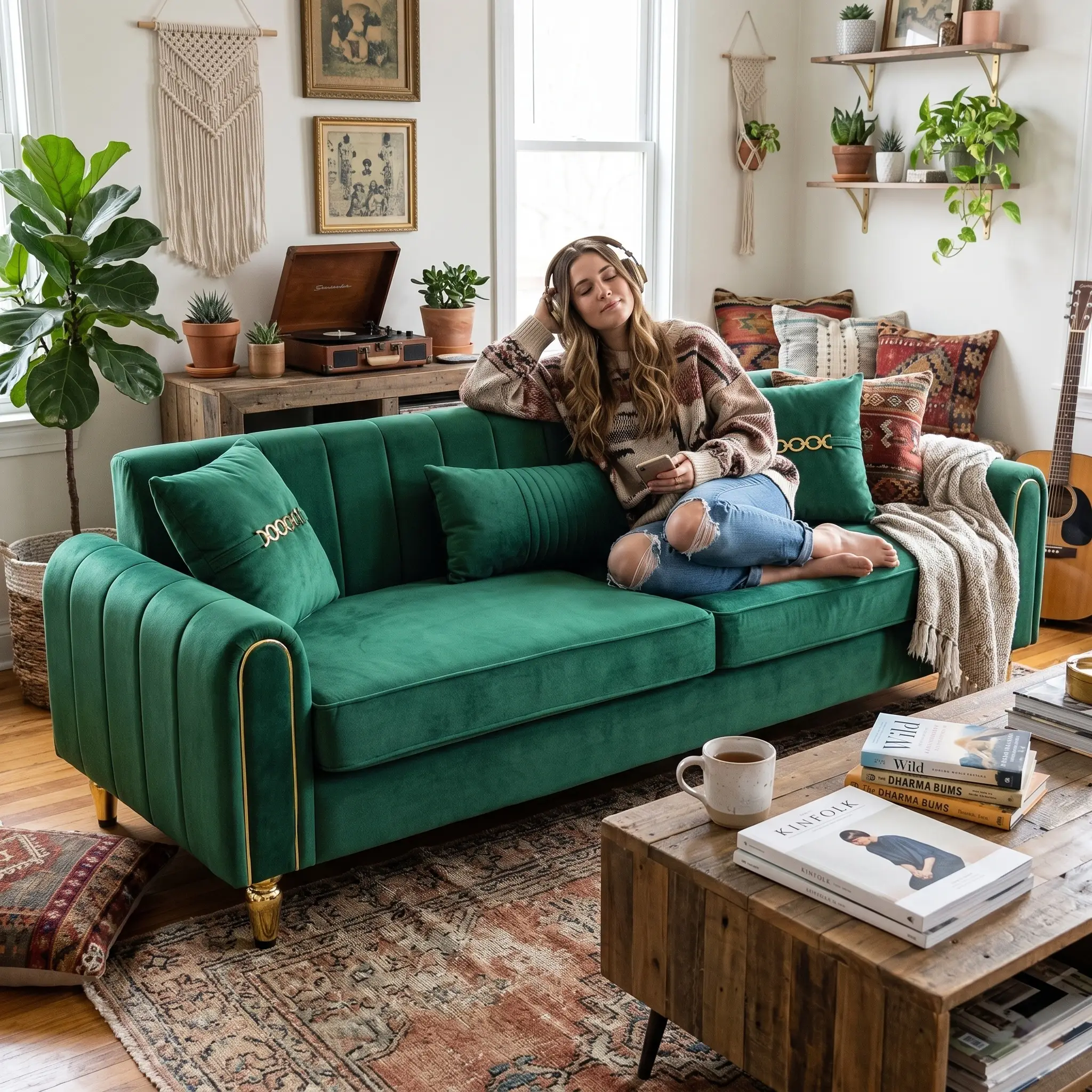 Contemporary Upholstered Sofa Couch - 87.4 Inches by HouseOfZazla