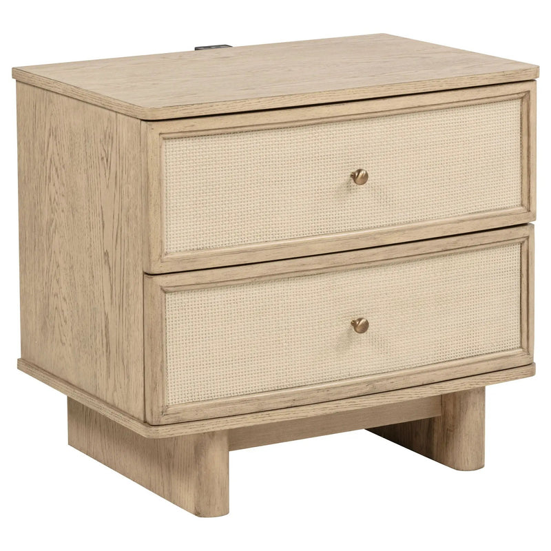 Kailani 2-drawer Nightstand Bedside Table Beige Oak by Unique Piece Furniture