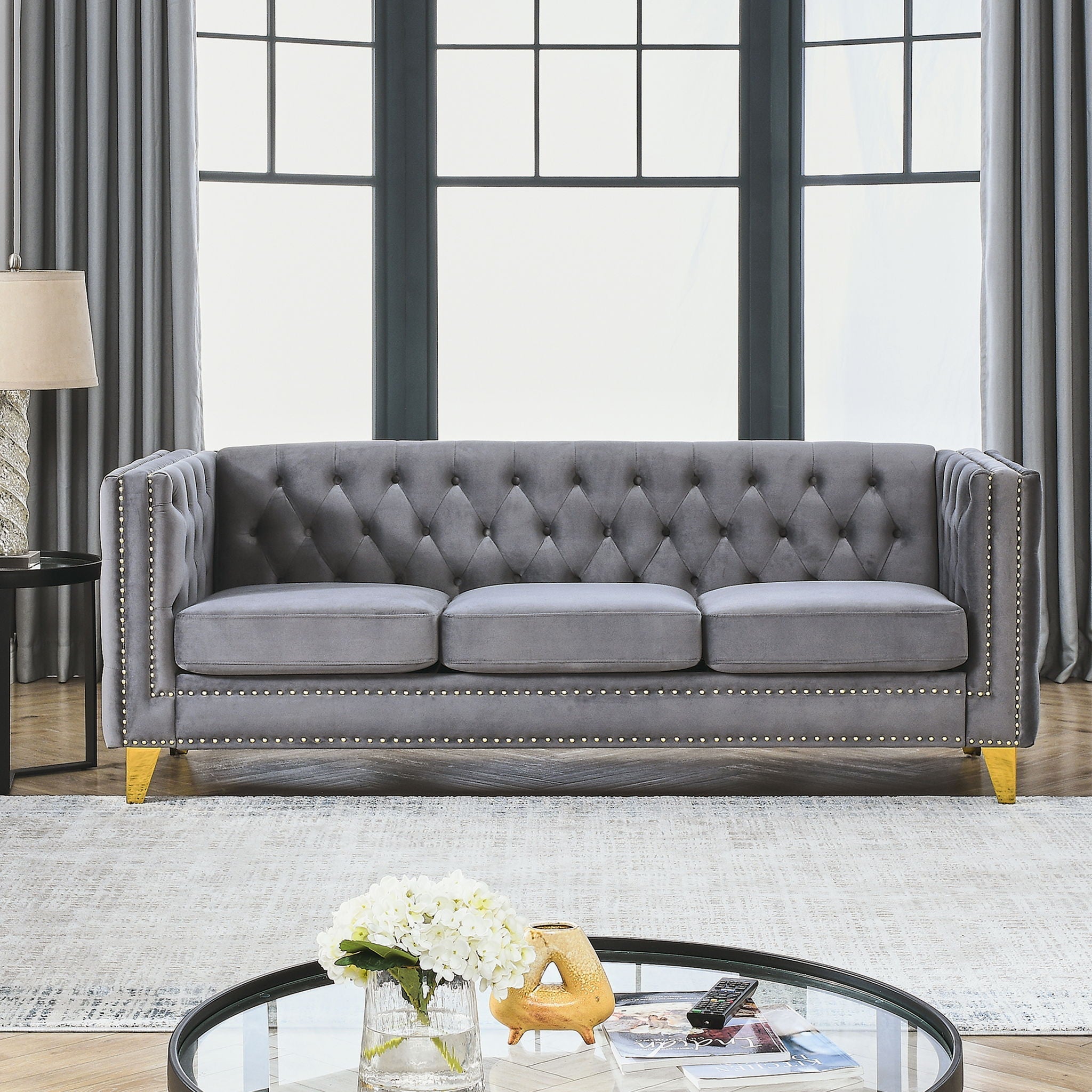 Upholstered Couch Sofa With Button Tufting For Living Room by HouseOfZazla