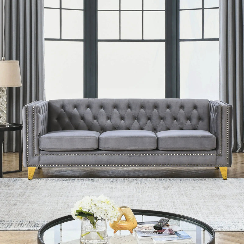 Modern Sofa With Button Tufting, Upholstered Couch For Living Room by HouseOfZazla