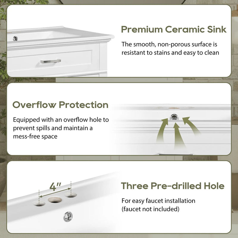 Bathroom Vanity With Ceramic Basin, Soft Close Door And Adjustable Shelves by HouseOfZazla