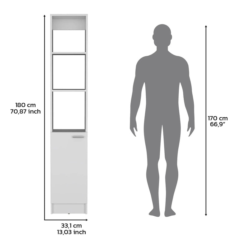 Linen Cabinet, 1 Door, 6 Shelves - White by Unique Piece Furniture