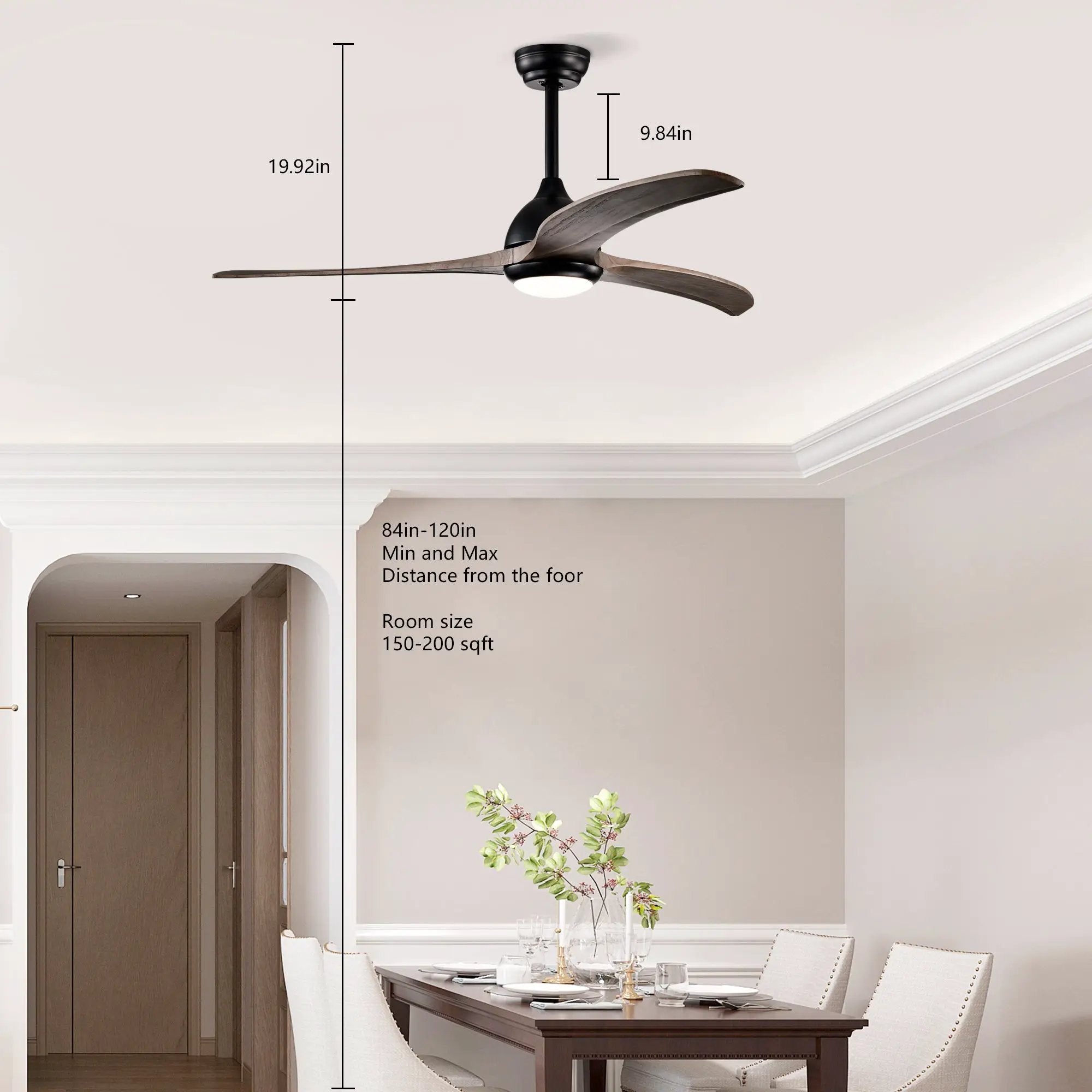 52" Solid Wood Blades Ceiling Fan with Light and Remote Control by HouseOfZazla