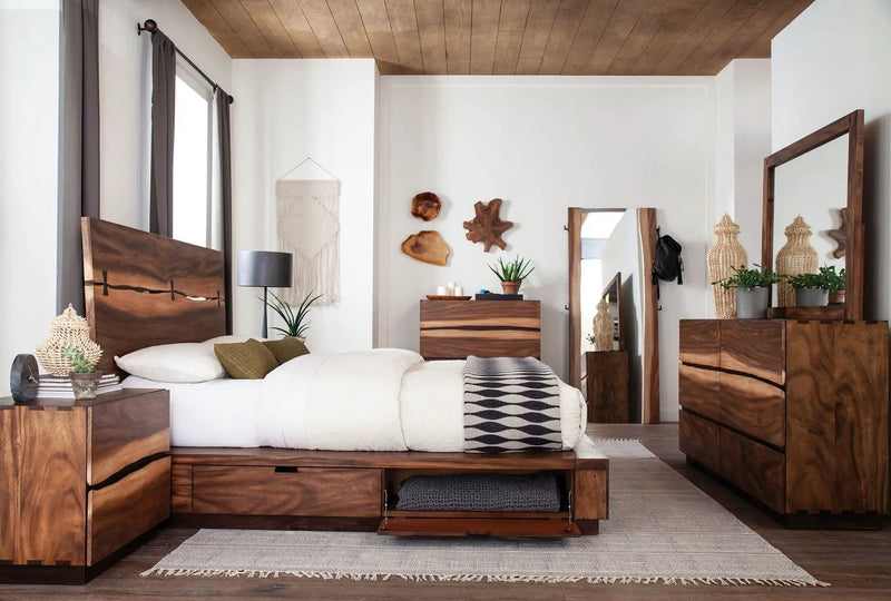 Winslow 4-piece Eastern King Bedroom Set Smokey Walnut by Unique Piece Furniture