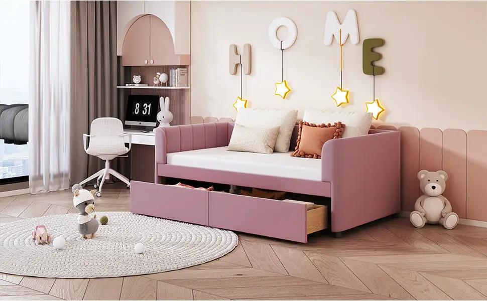 Upholstered Daybed With Ergonomic Design Backrest by HouseOfZazla
