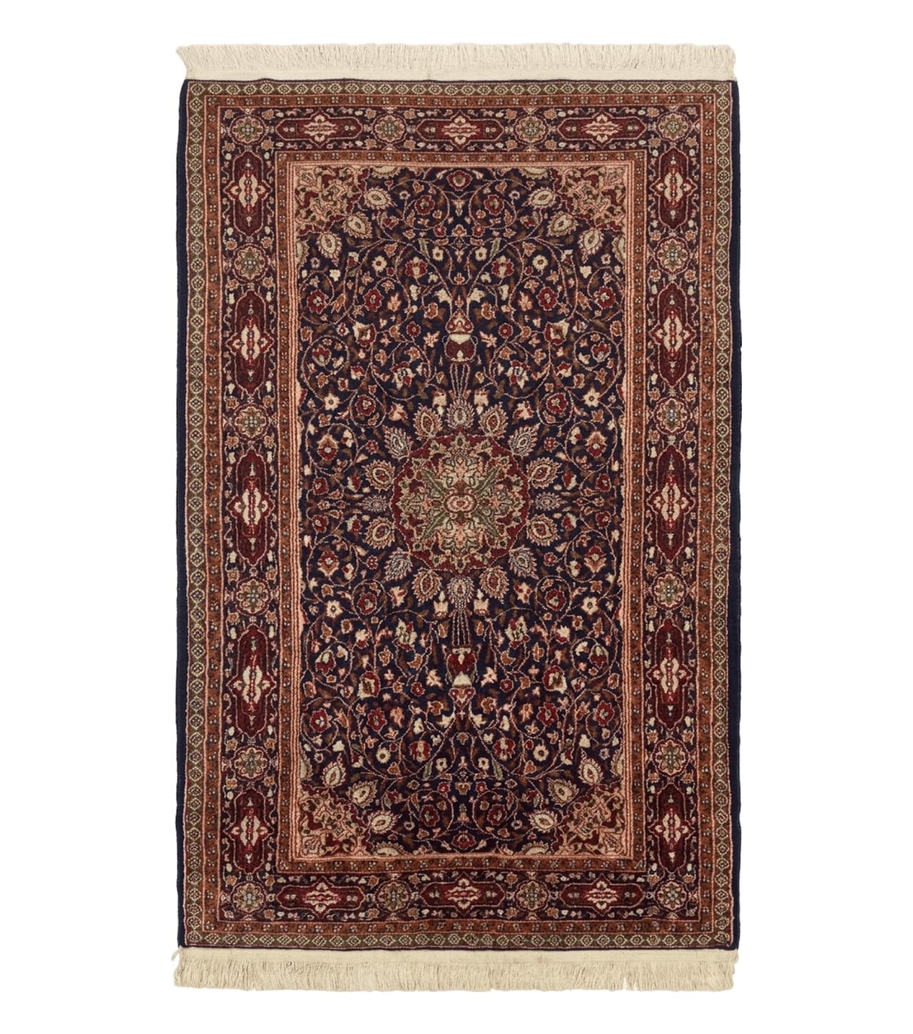 Indo Kashmiri Rug 3x5, Navy Blue, Very Fine 400 KPSI, Pair B by Jewel Rugs
