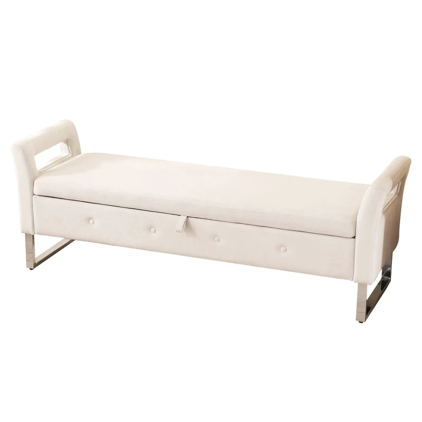 Wide Storage Soft Ottoman Bench With Armrests by HouseOfZazla