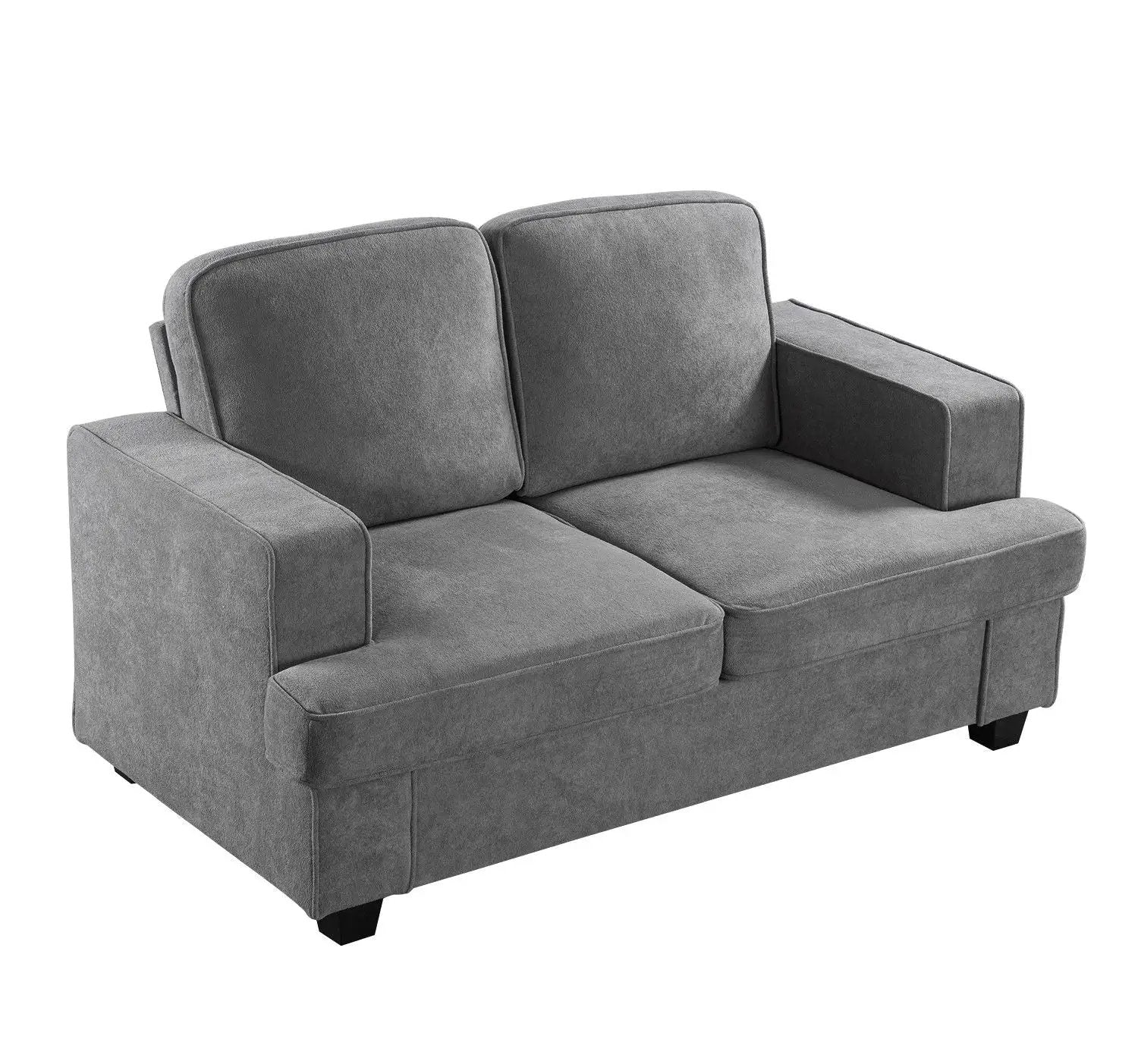 Modern Loveseat, Comfortable 2 Seater Couch With Deep Seating, Loose Back Cushions, Wide Arms by HouseOfZazla