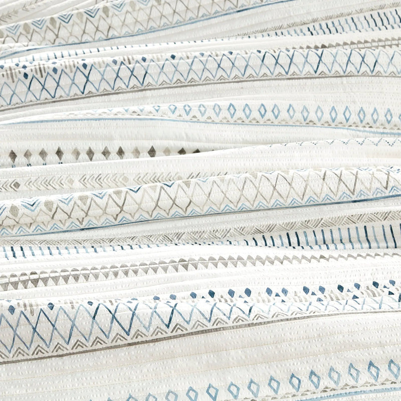3 Piece Seersucker Quilt Set Taupe Blue King Cal King by HouseOfZazla