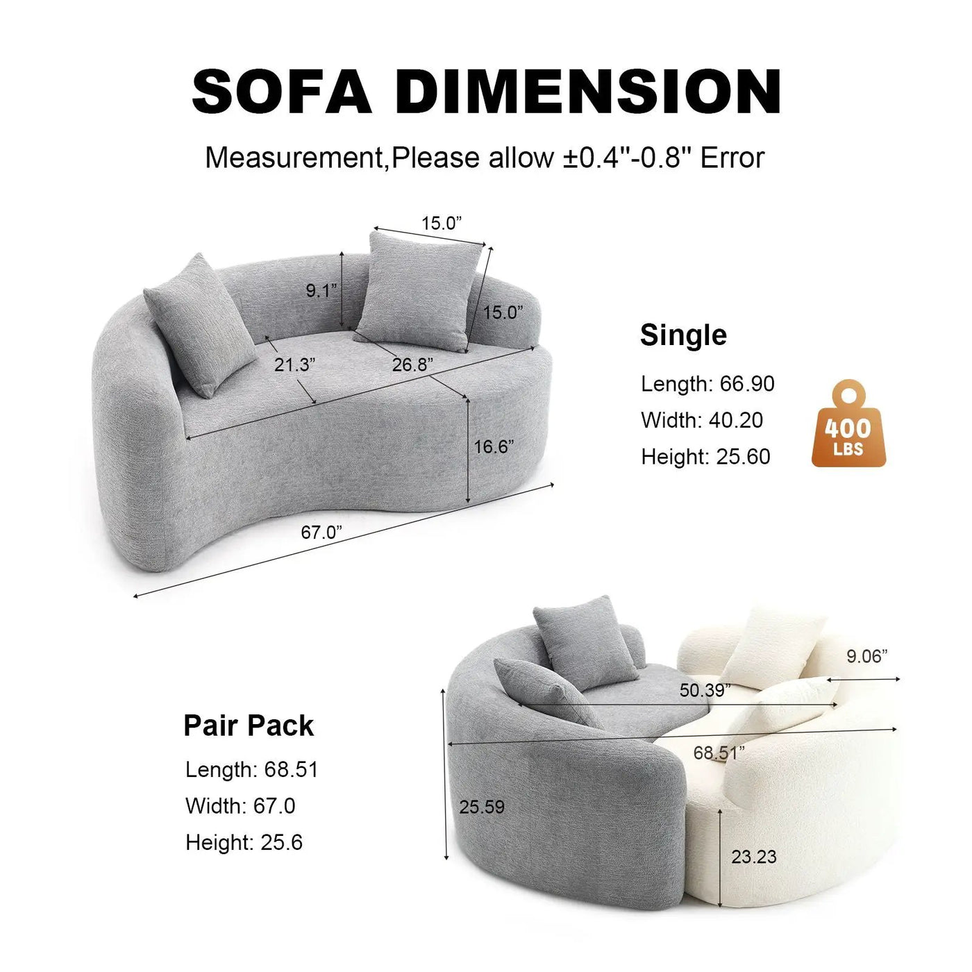 Tai Chi - Curved Dual Depth Loveseat by HouseOfZazla