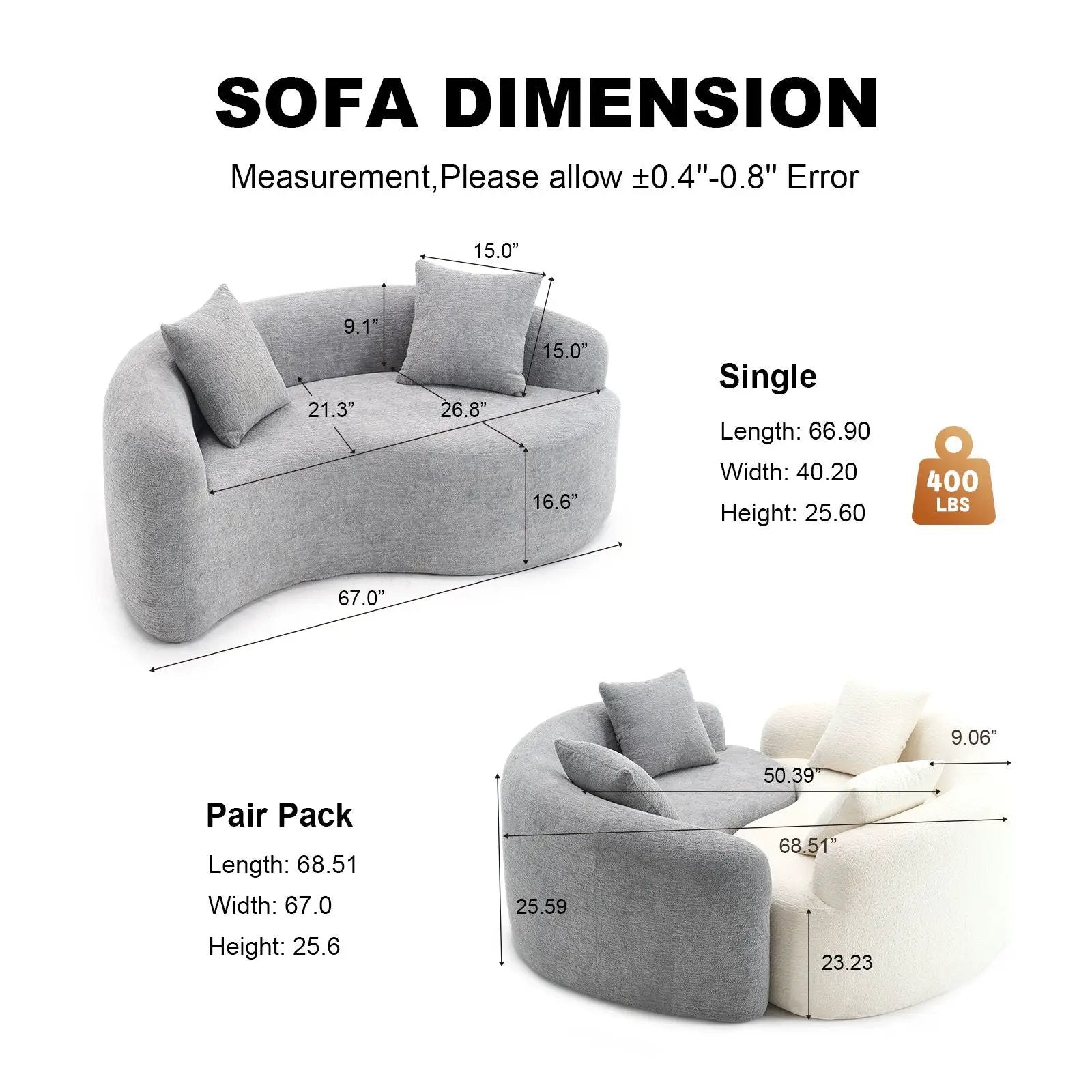 Tai Chi - Curved Dual Depth Loveseat by HouseOfZazla