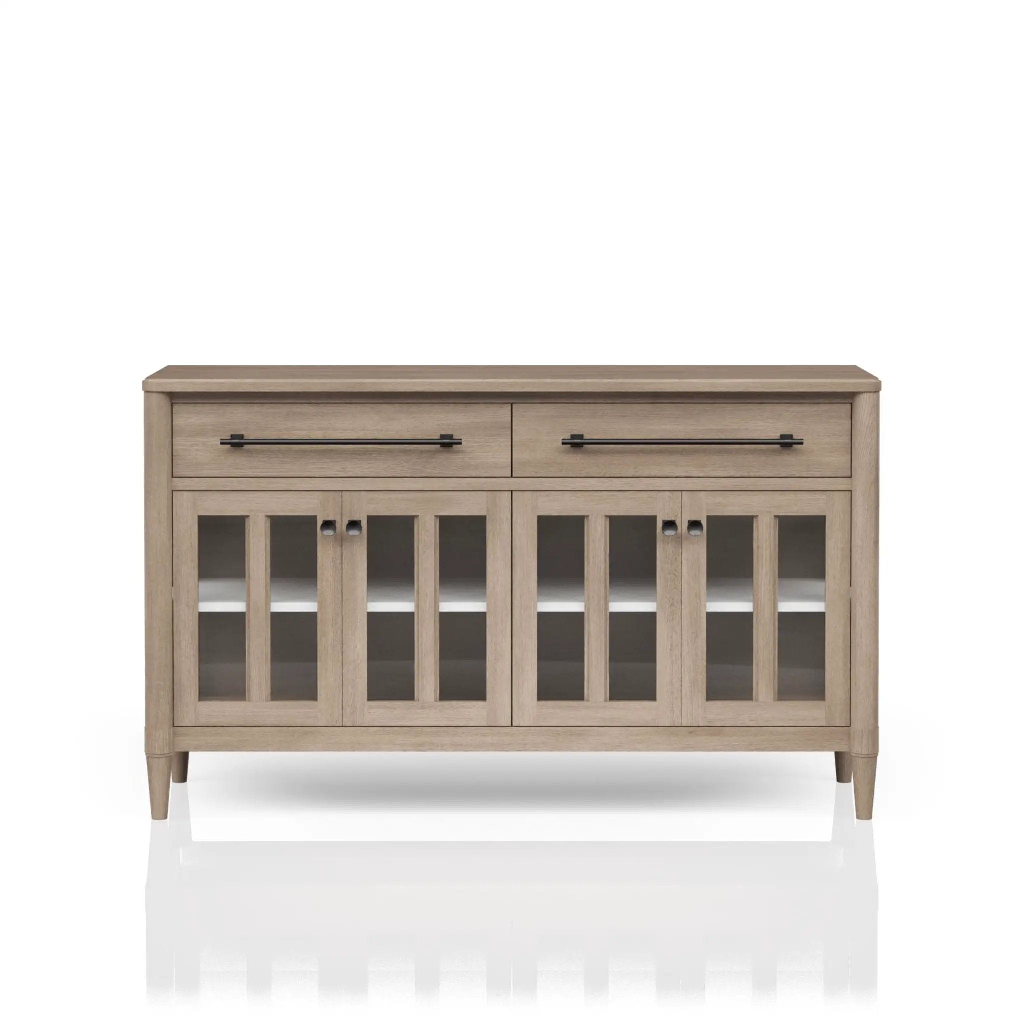 Power Ready - Buffet With Glass Cabinet Doors - Sand by Unique Piece Furniture