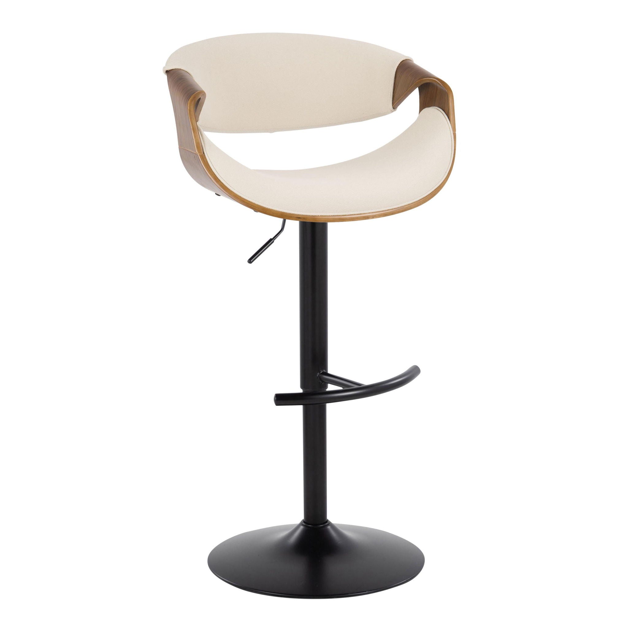 Curvo - Mid Century Modern Adjustable Barstool With Swivel & Rounded T Footrest (Set of 2) by Unique Piece Furniture