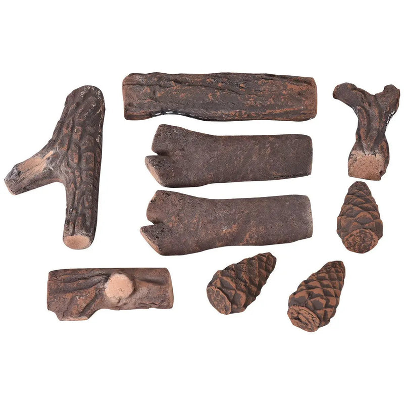 9 pcs Ceramic Fireplace Imitation Wood Propane Log Set by DirectDeals