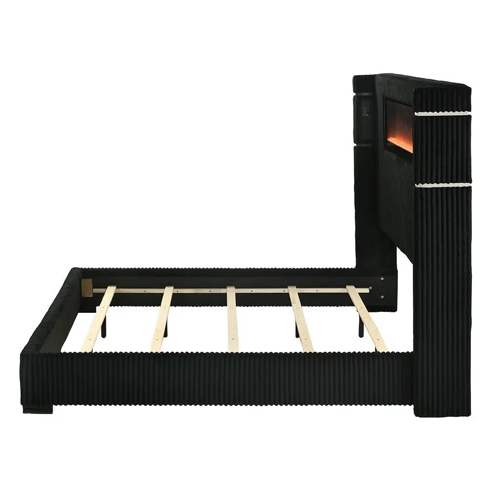 Garner - Bed With Fireplace, LED, Reading Light, Speaker, Bluetooth & USB by Unique Piece Furniture