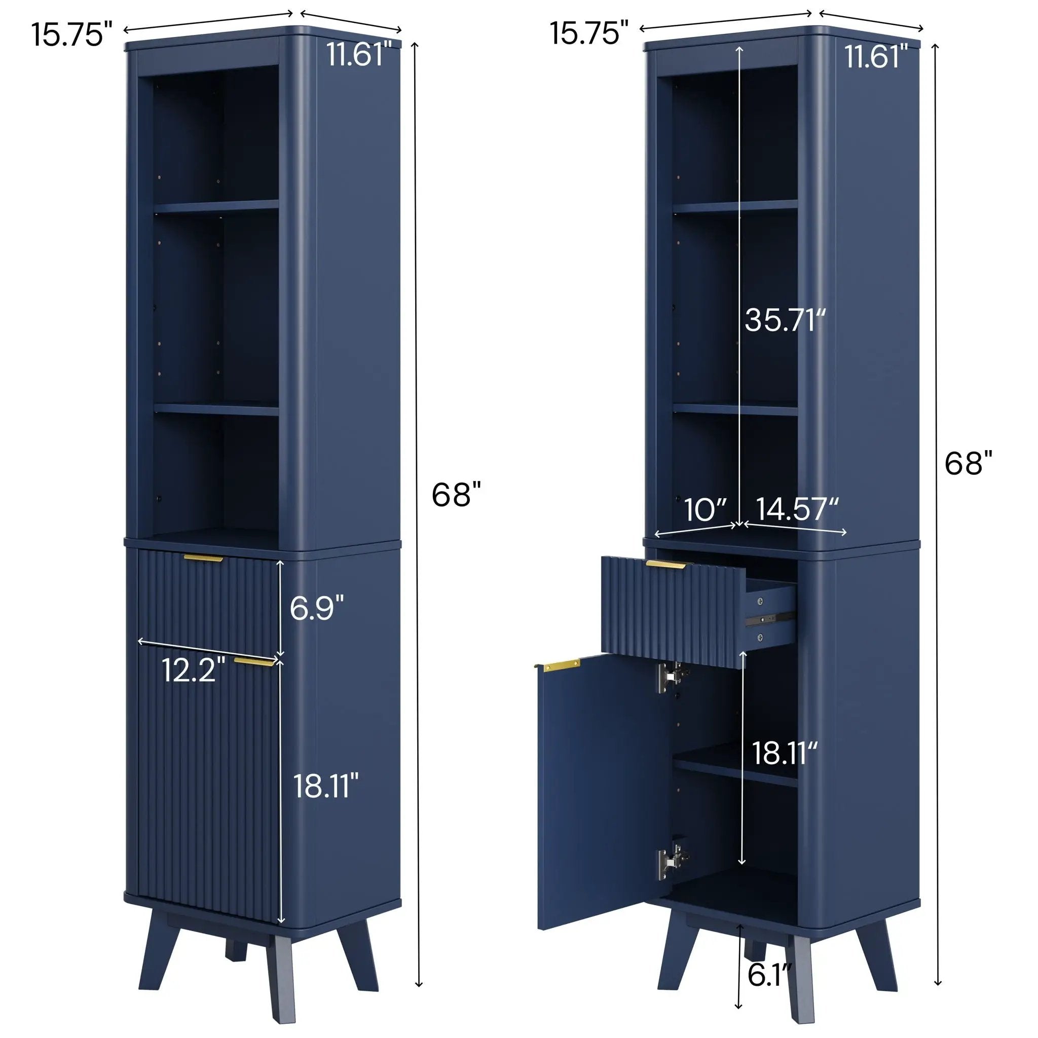 Tall Bathroom Storage Cabinet With Adjustable Shelves And 1 Drawer & Door by HouseOfZazla