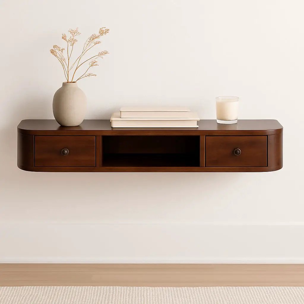 Lunar - 2 Drawer Floating Console - Chestnut by HouseOfZazla