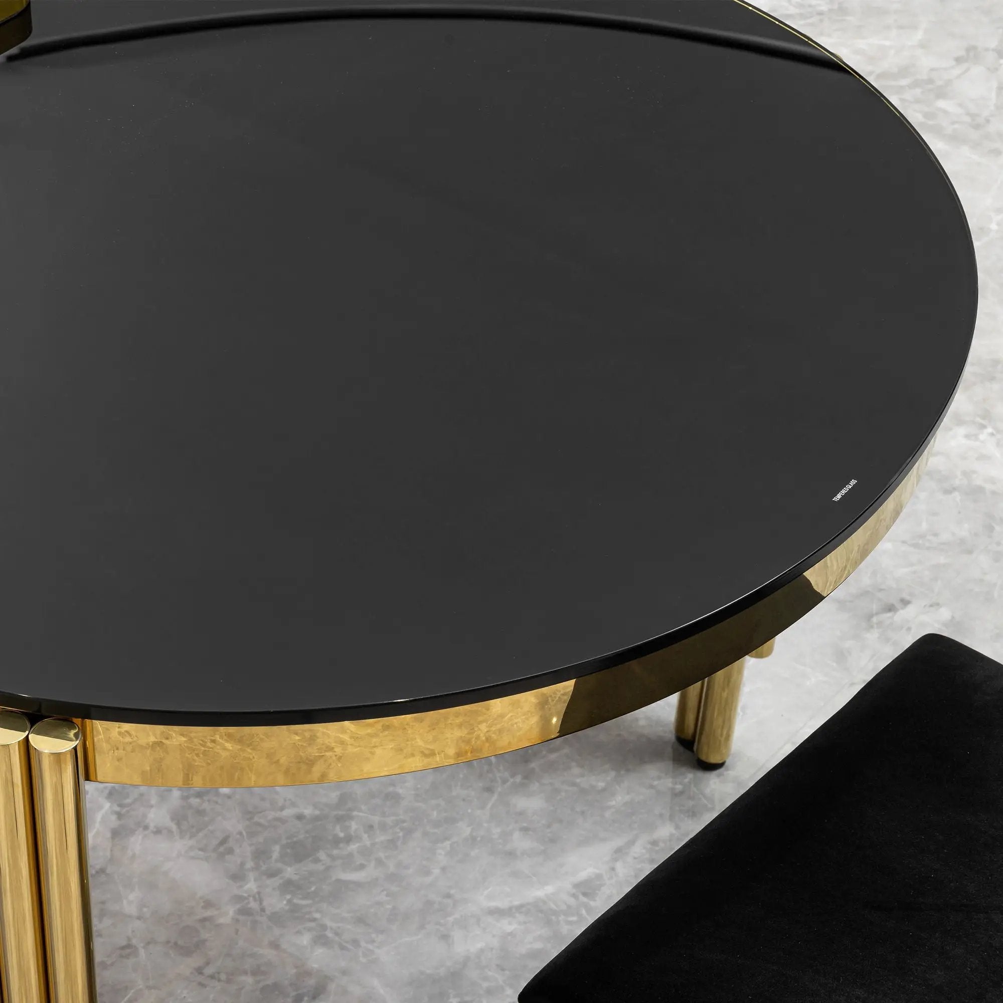 Oval Dining Table With Glass Top And Stainless Steel Base by Unique Piece Furniture