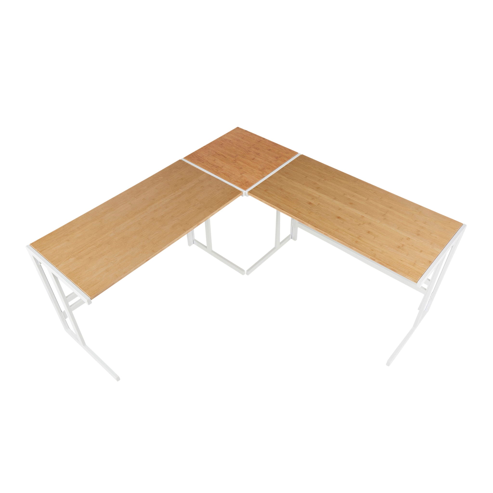 Roman - Industrial L Shaped Desk - White / Natural by HouseOfZazla