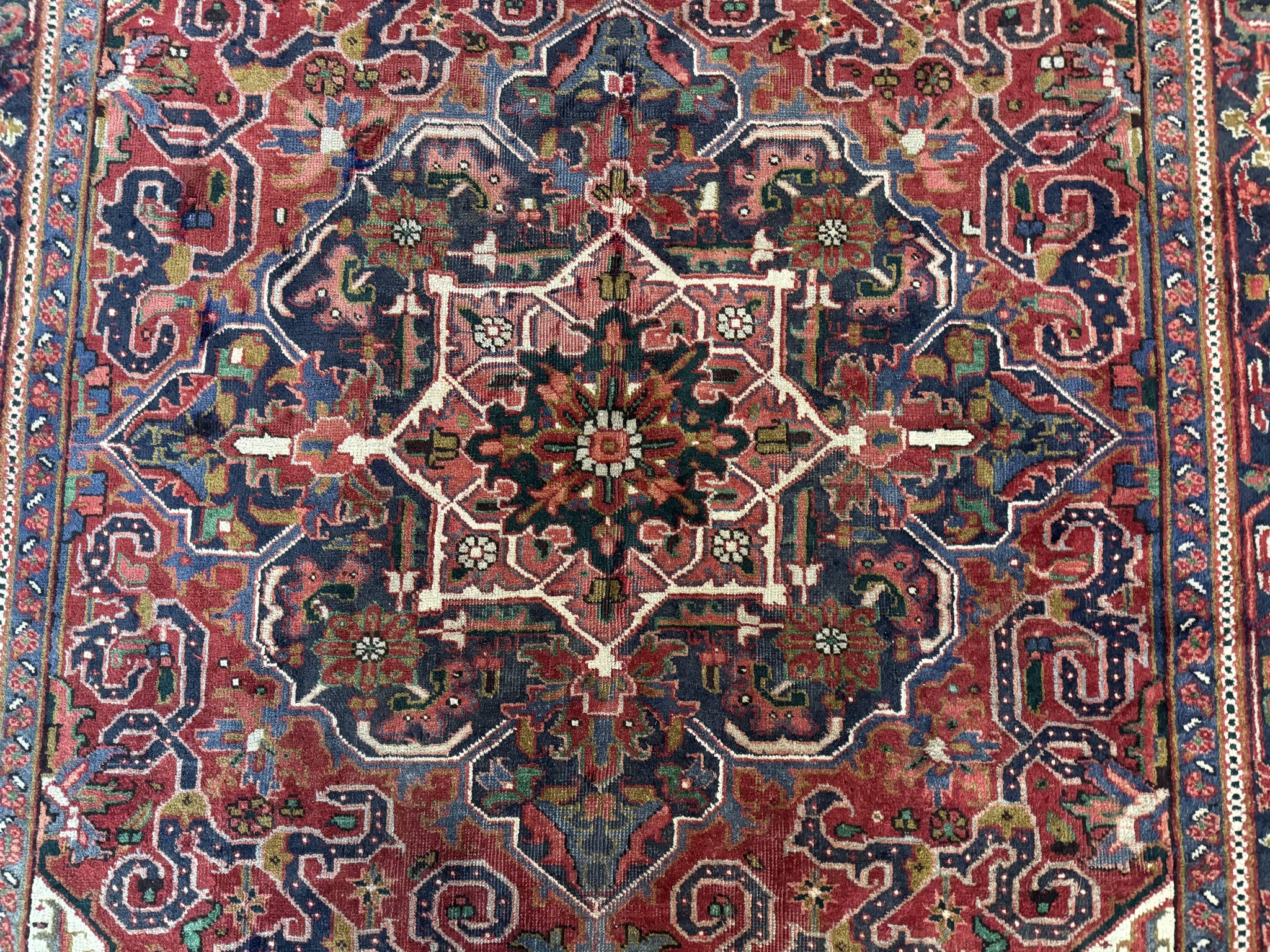 Persian Heriz Rug 6.6 x 9, Geometric Wool Persian Carpet by Jewel Rugs