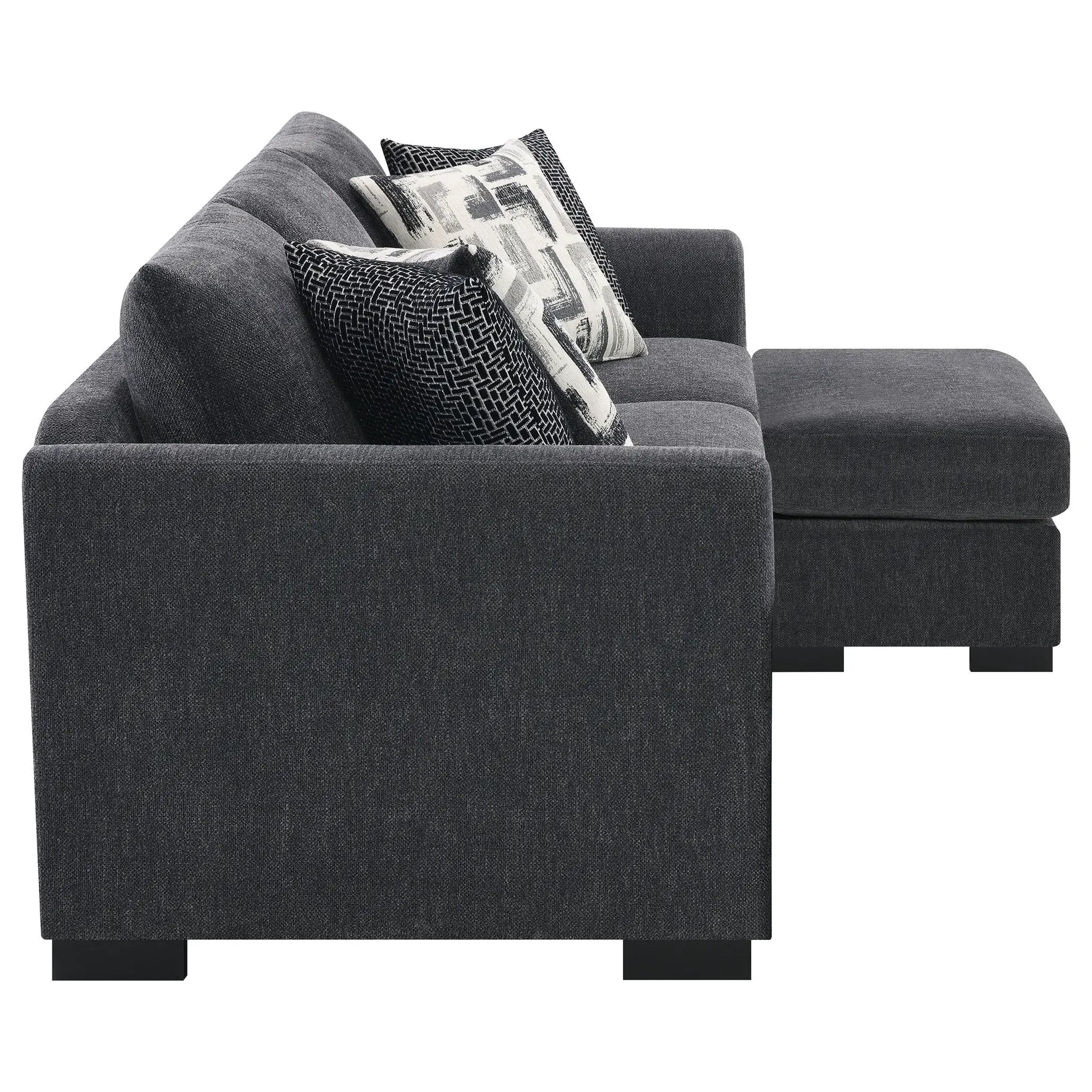 Pacheco - Upholstered Sleeper Sectional Chaise Sofa With Pocket Coils And Reversible Cushions - Dark Gray by HouseOfZazla