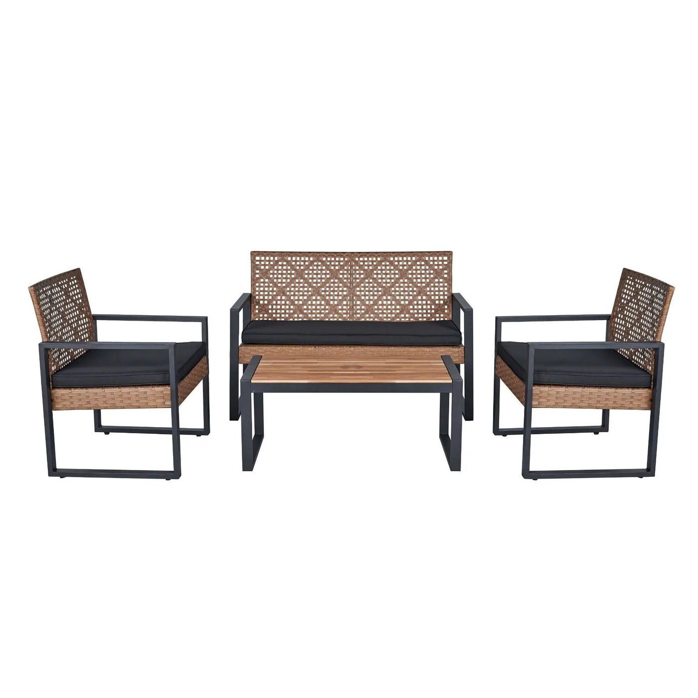4 Piece Patio Furniture Set With Acacia Wood Table Top And Cushions by Unique Piece Furniture