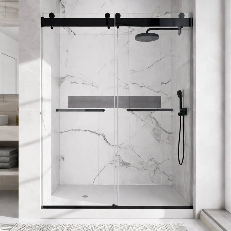 48 inches x 76 inches Double Sliding Shower Door in Matte by HouseOfZazla