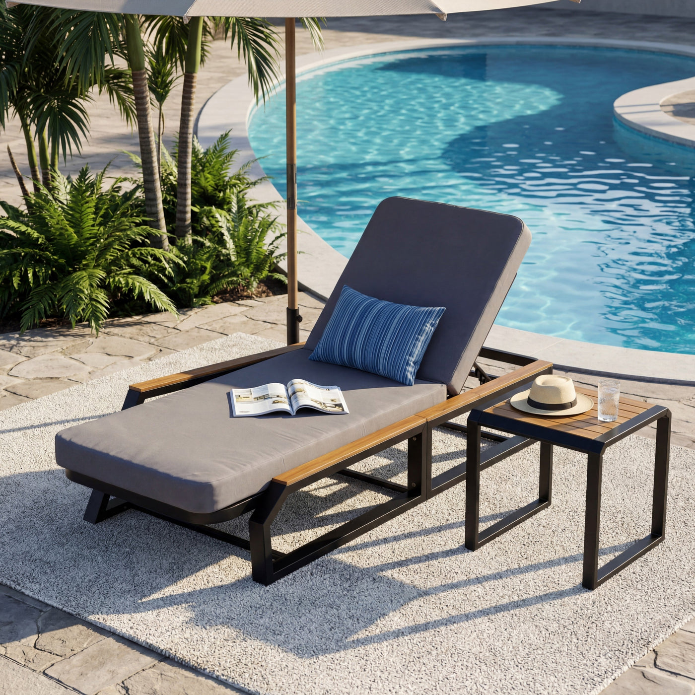 3-Piece Adjustable 5-Position Outdoor Chaise Lounge Set by HouseOfZazla