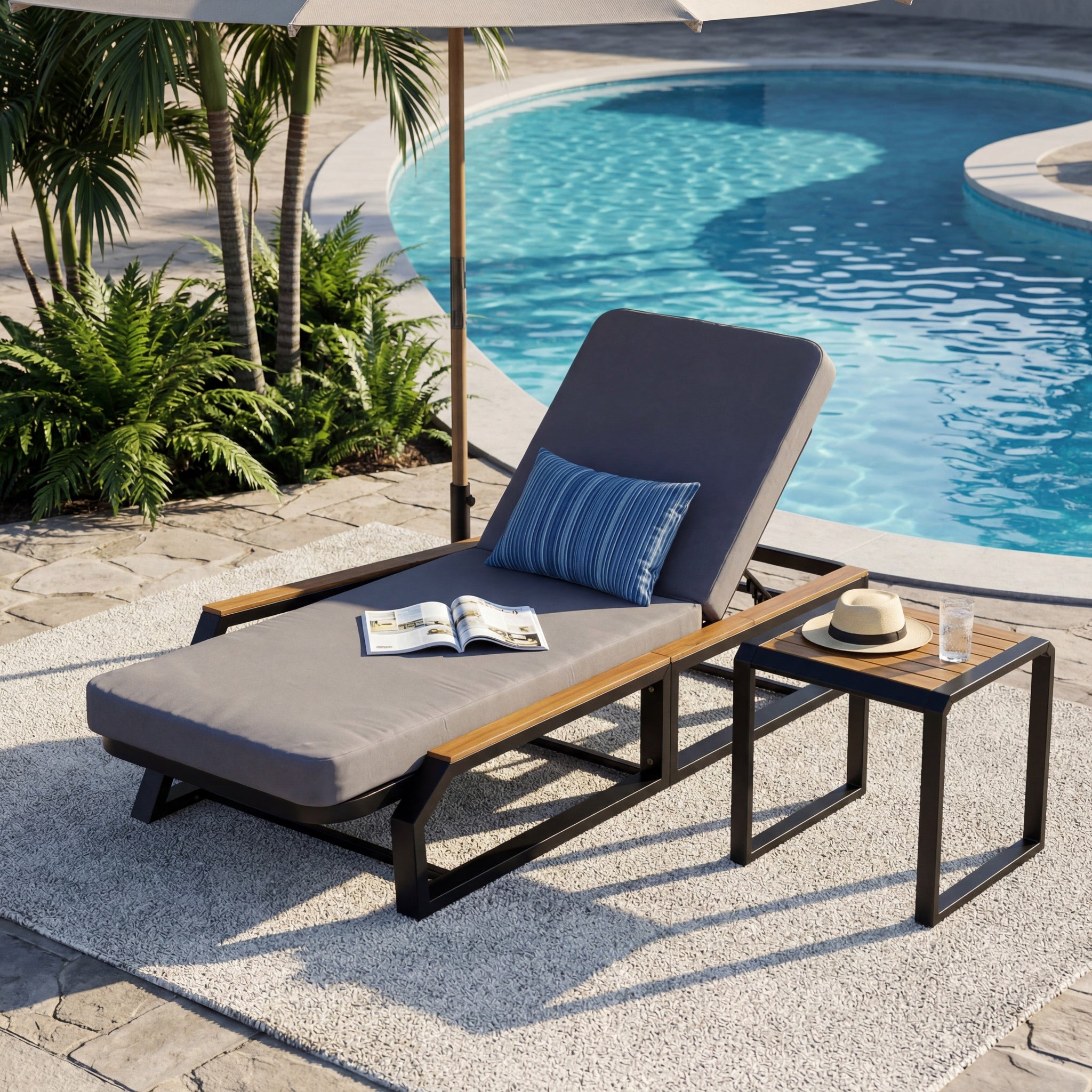3-Piece Adjustable 5-Position Outdoor Chaise Lounge Set by HouseOfZazla
