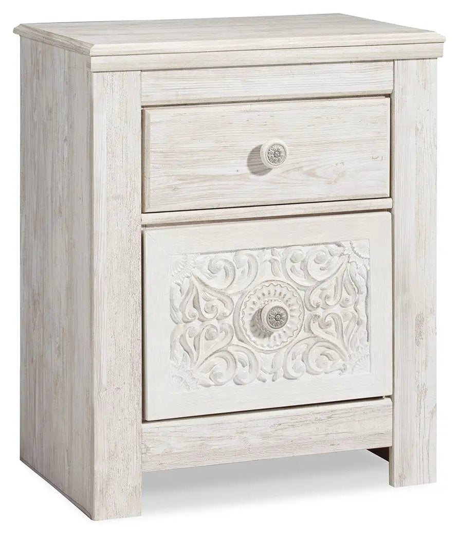 Paxberry - Two Drawer Night Stand - Whitewash by Unique Piece Furniture