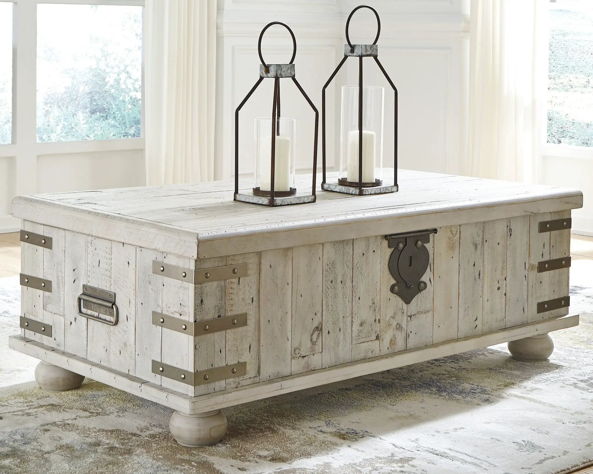 Carynhurst - Lift Top Cocktail Table - White Wash Gray by Unique Piece Furniture