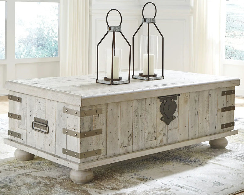 Carynhurst - Lift Top Cocktail Table - White Wash Gray by Unique Piece Furniture