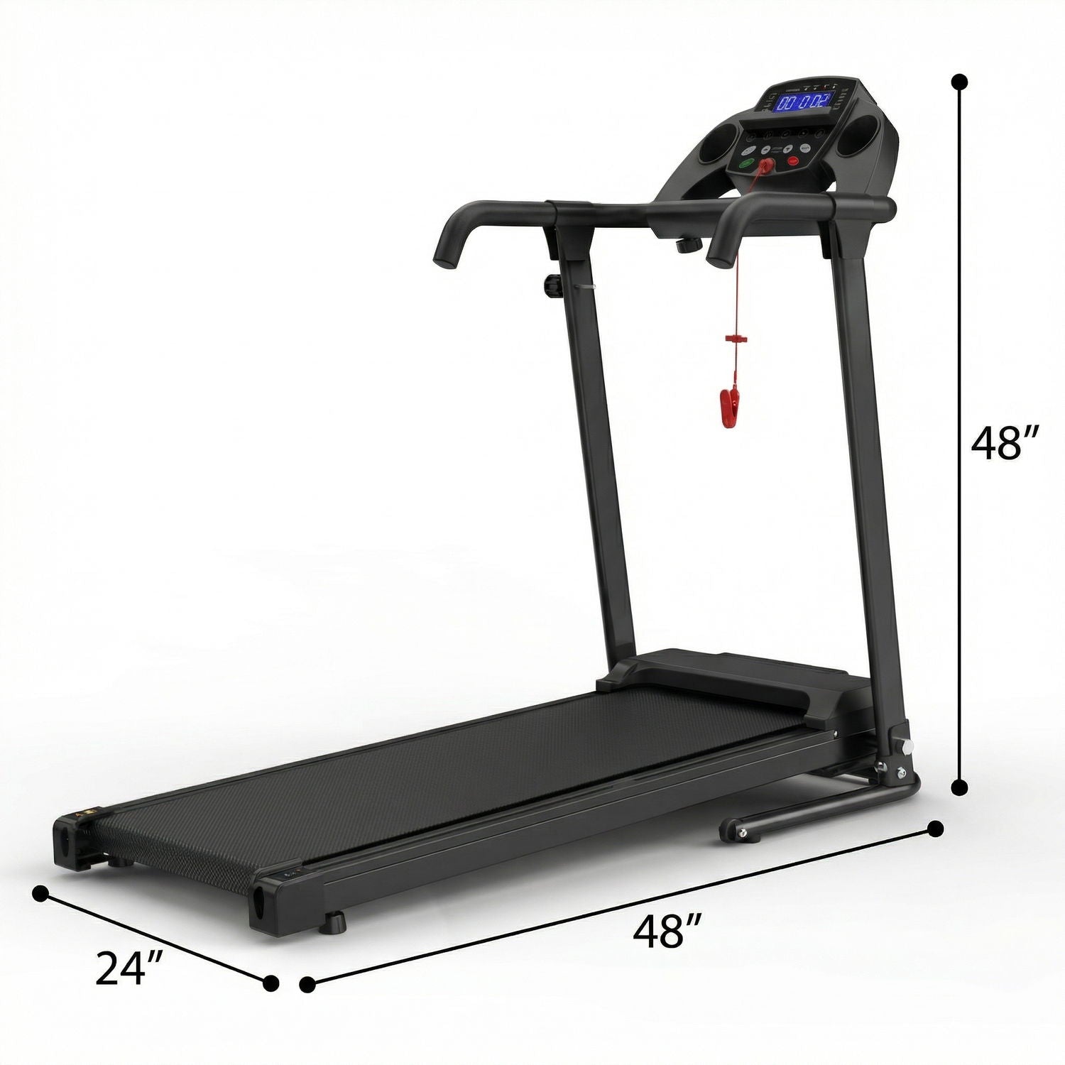 2.5Hp Portable Treadmill With Handles, App Control & LED Display - Black by HouseOfZazla