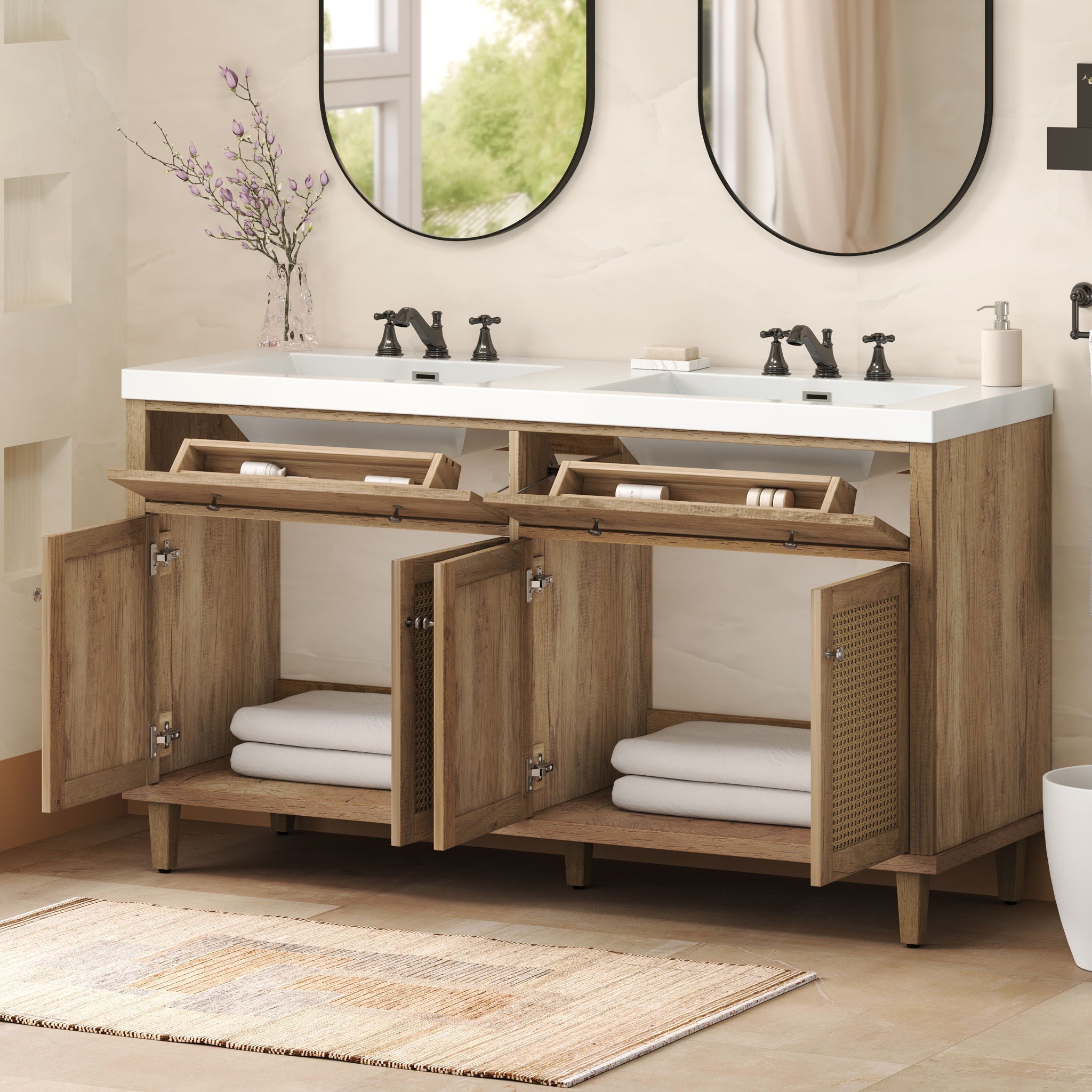 Bathroom Vanity With Double Sink, Large Storage Space by HouseOfZazla