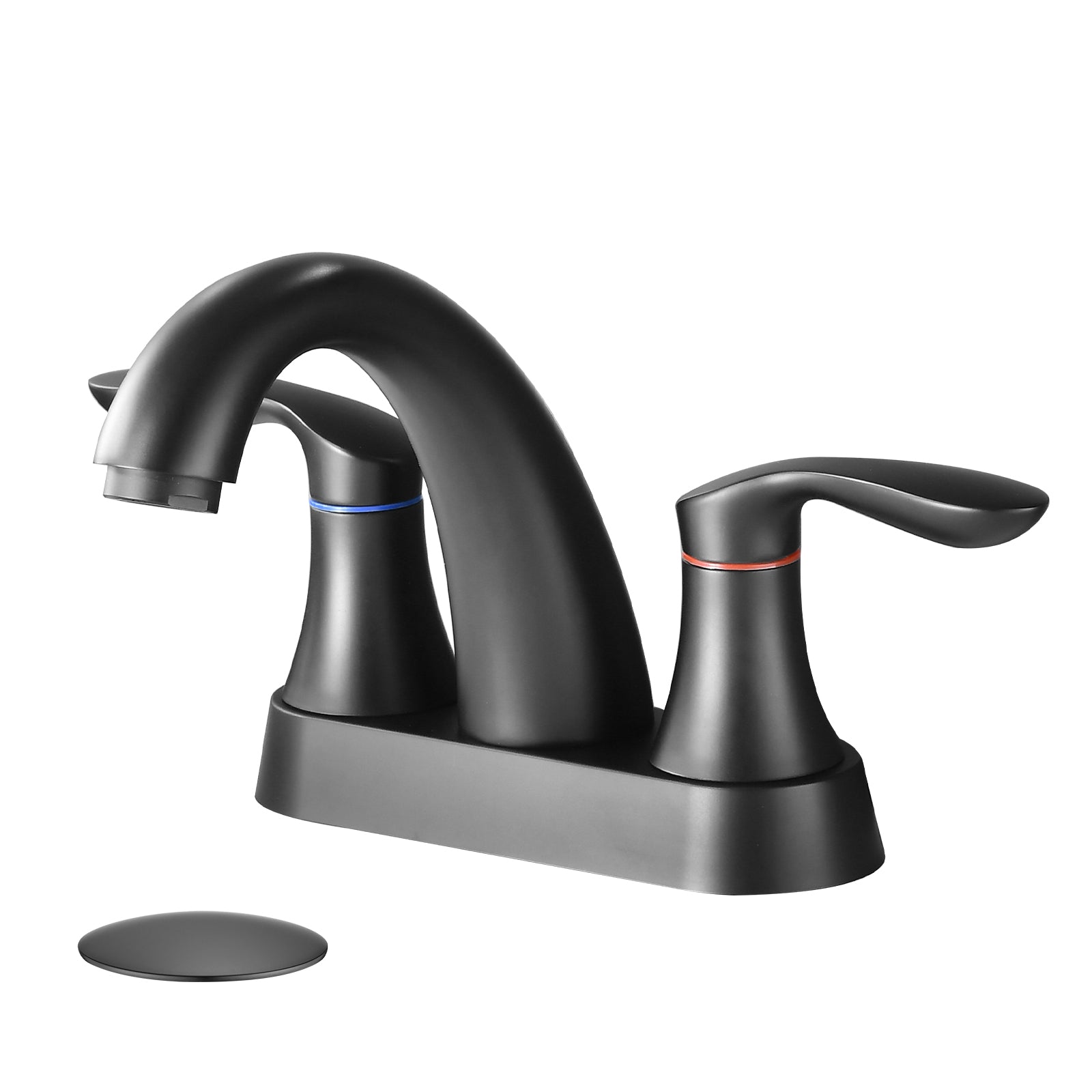 Two Handle 4 Inch Centerset Bathroom Sink Faucet with Pop-Up Drain, Matte by HouseOfZazla