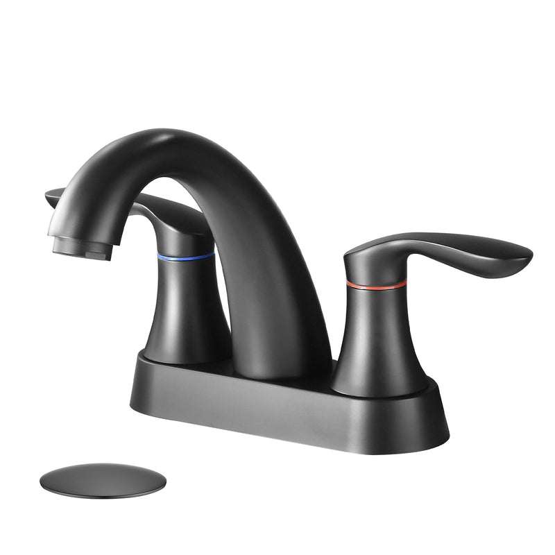 Two Handle 4 Inch Centerset Bathroom Sink Faucet with Pop-Up Drain, Matte by HouseOfZazla