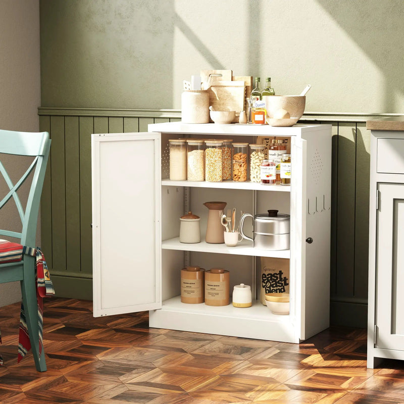 Pantry Cabinet With Adjustable Shelves Freestanding Kitchen Storage Organizer - White by Unique Piece Furniture