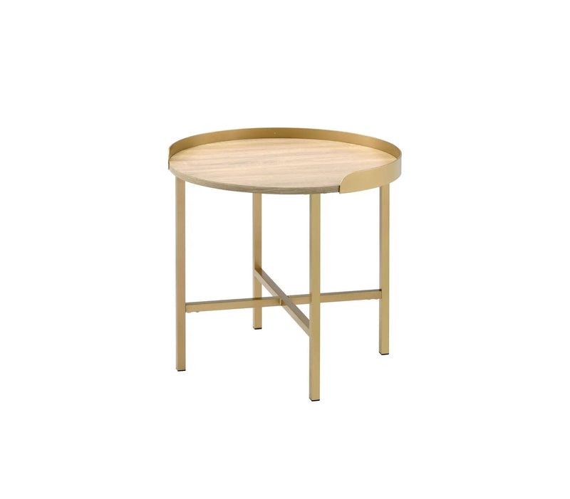 Mithea - End Table - Oak / Gold by HouseOfZazla