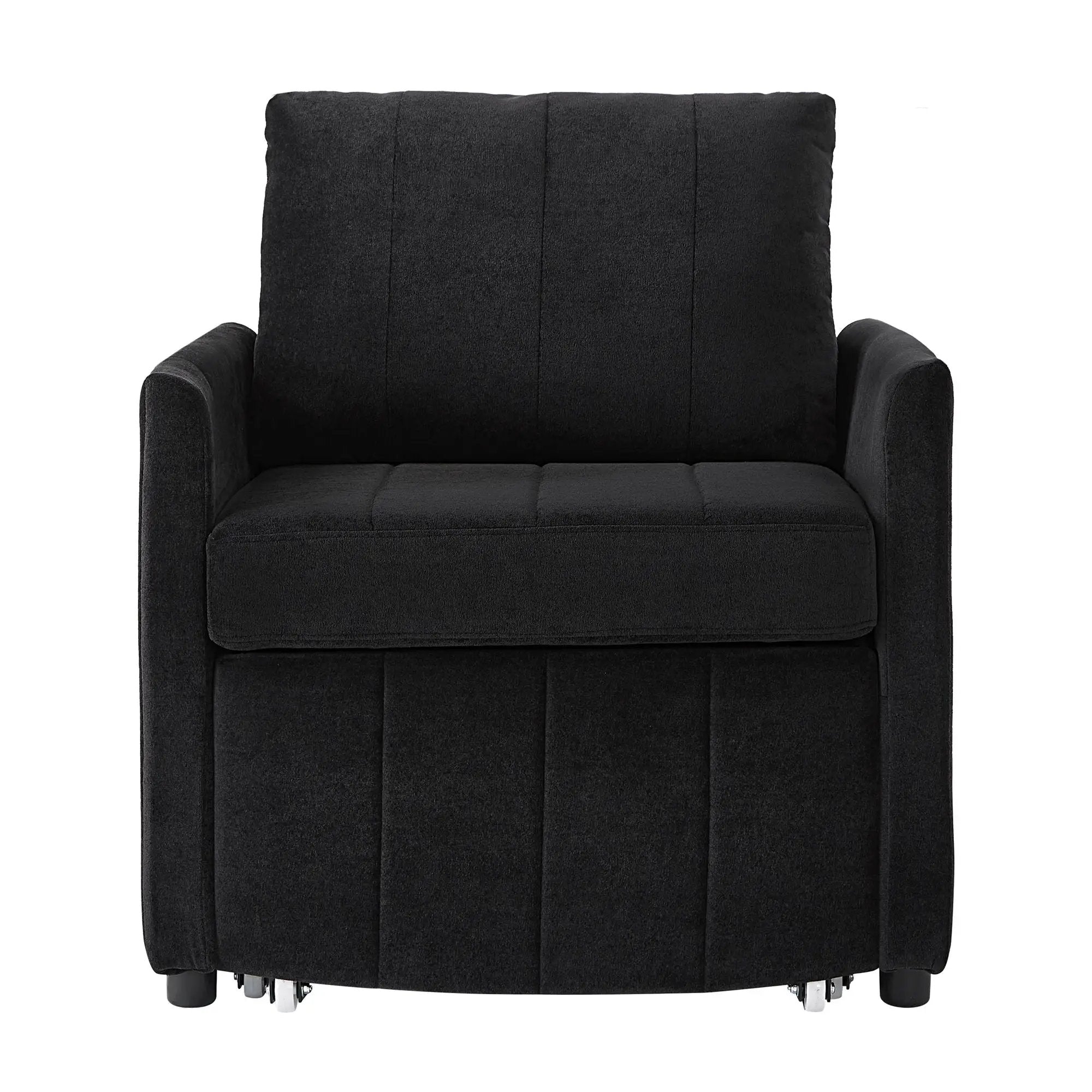 Upholstered Convertible Sleeper Sofa With 5 Position Backrest, Side Pockets, Storage