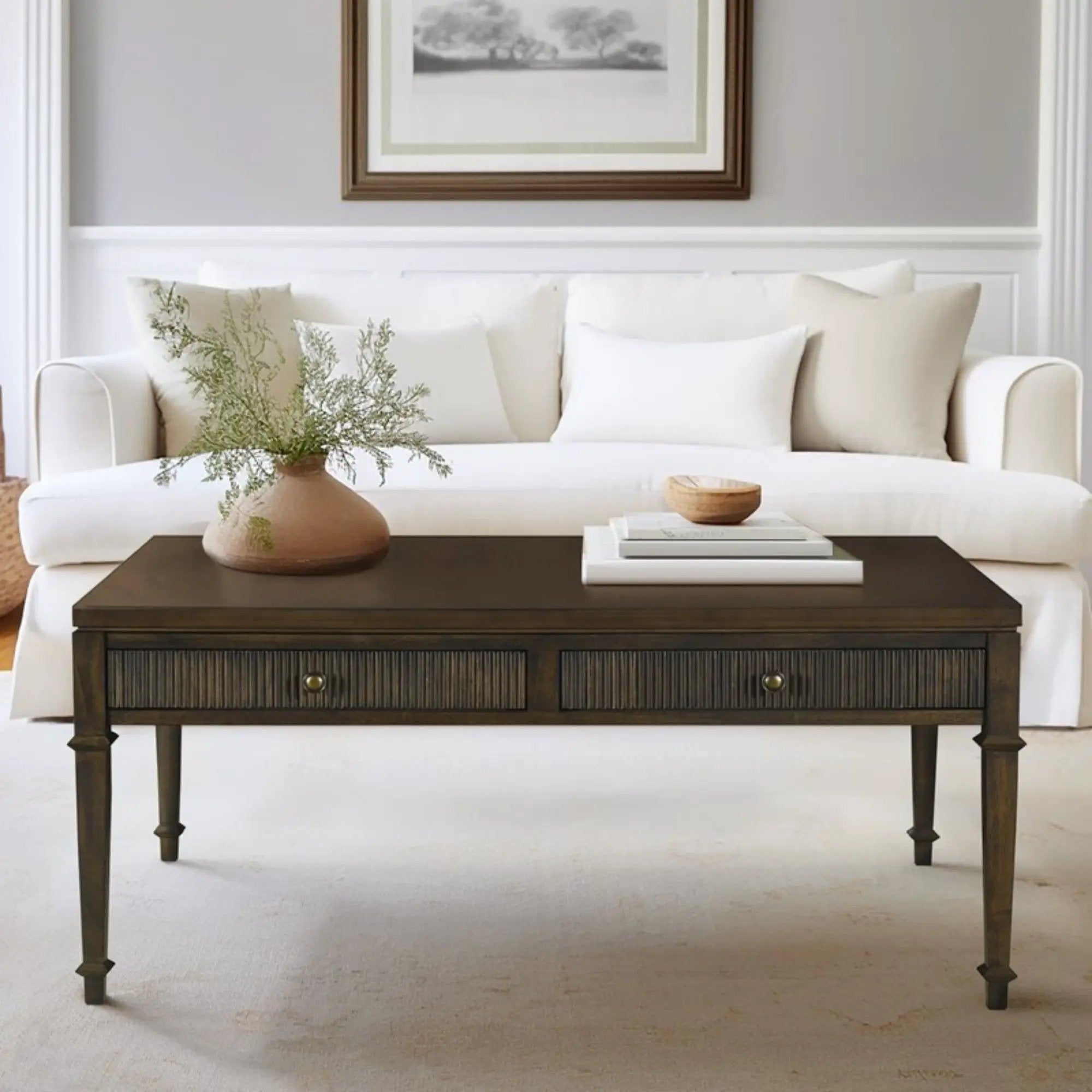Fluted - 2 Drawer Coffee Table - Brown by Unique Piece Furniture