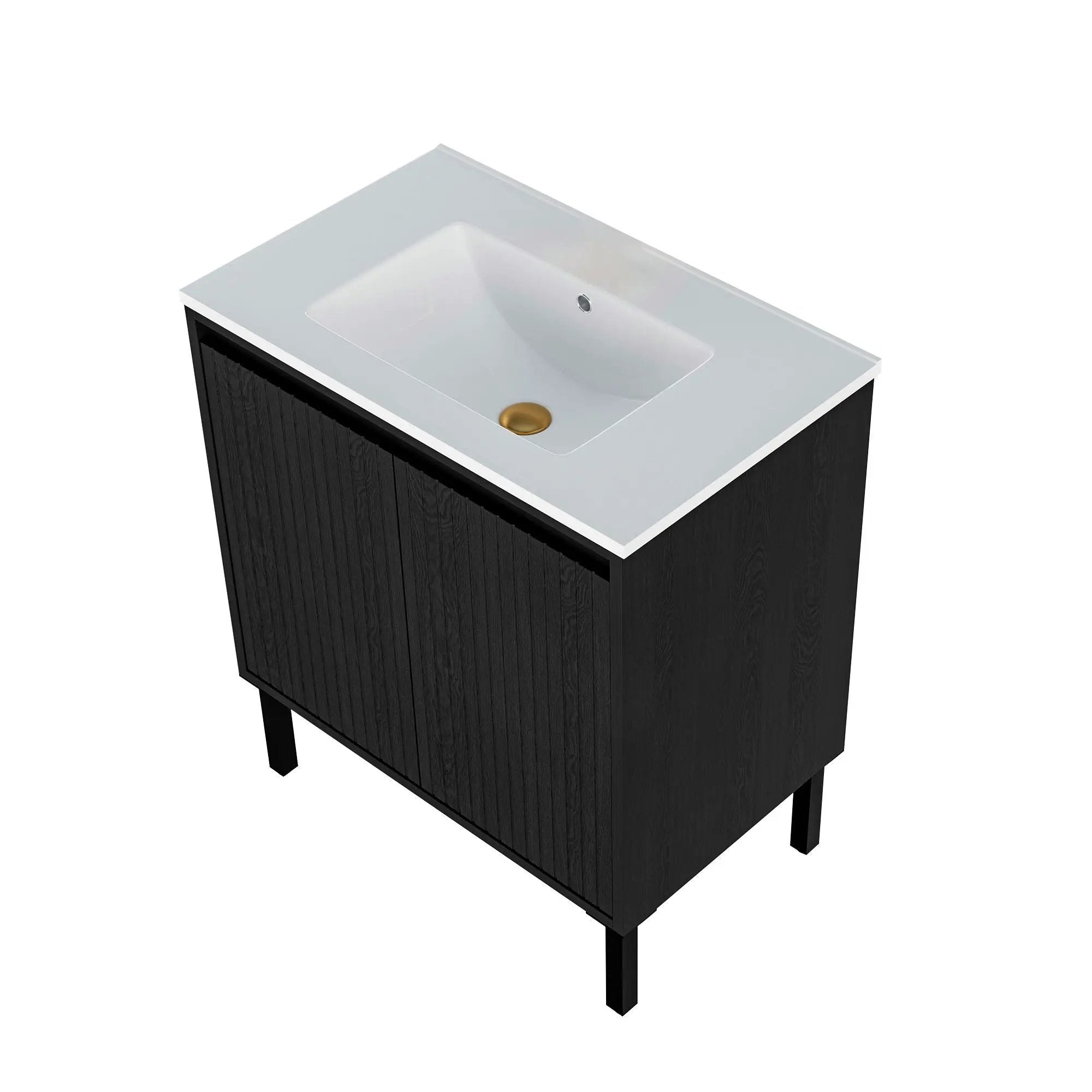 Bathroom Vanity With Ceramic Sink, Floor-Standing Design, Soft-Closing Drawers by Unique Piece Furniture