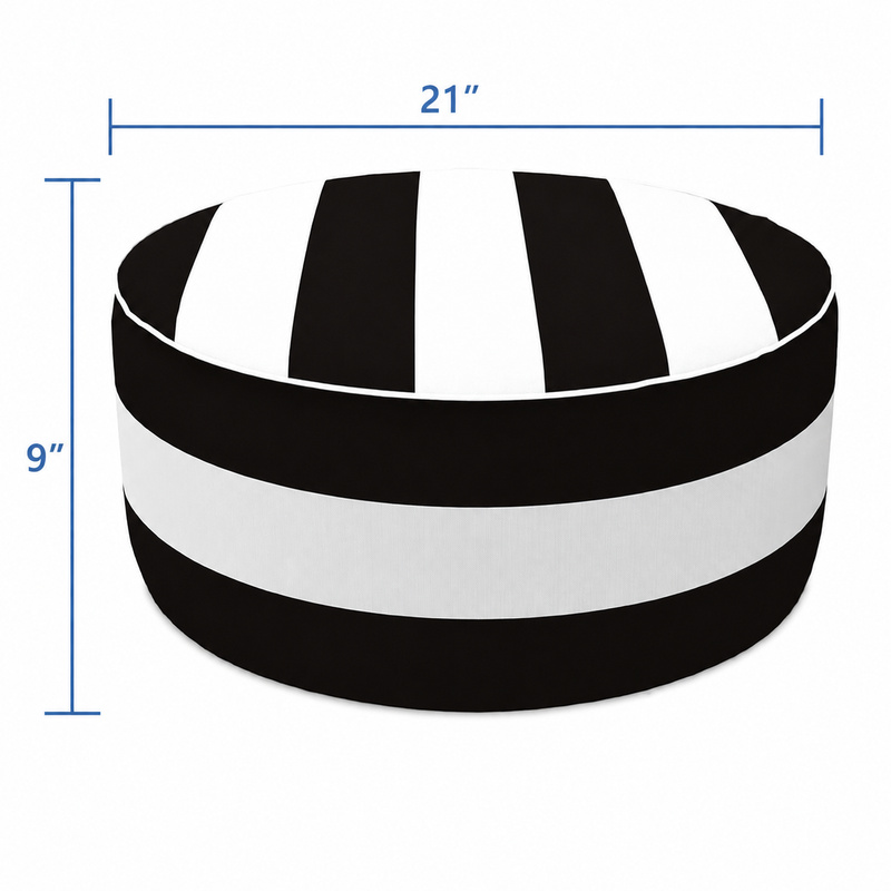2 Pack Outdoor Inflatable Ottoman - Black/White Striped by HouseOfZazla