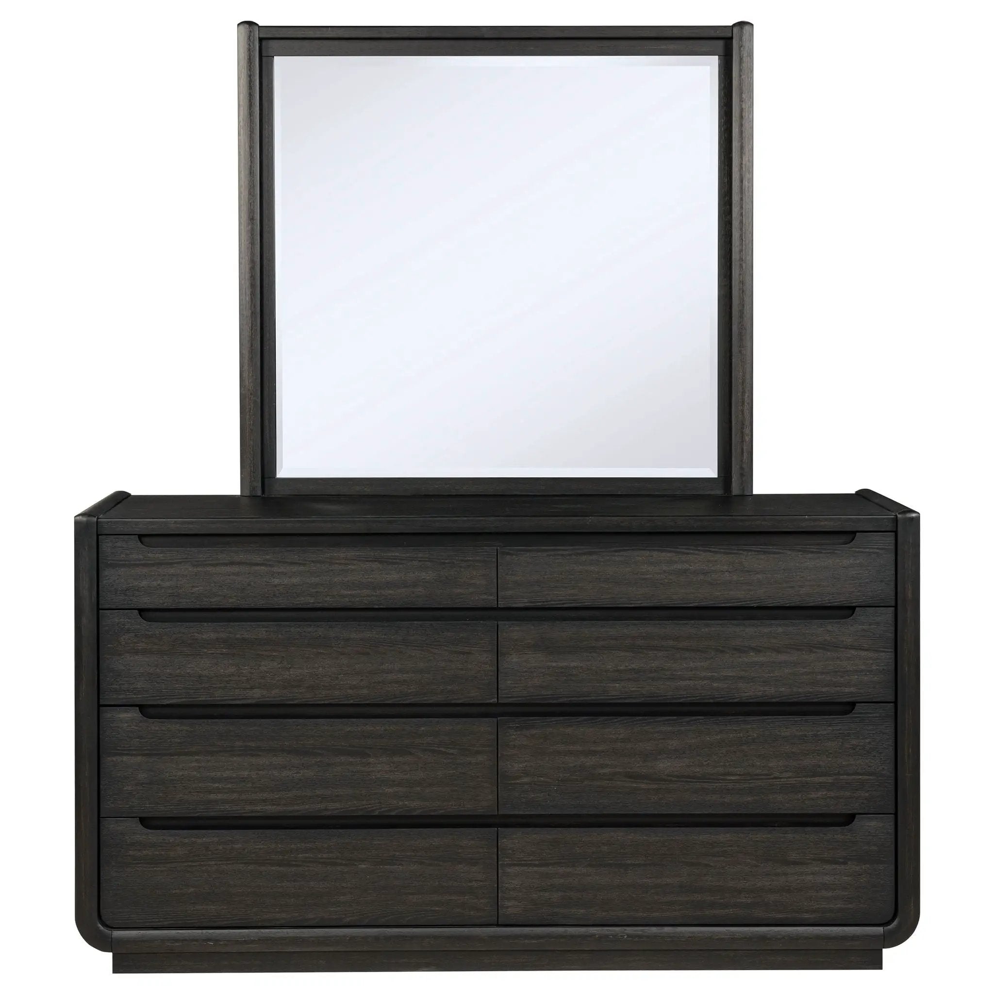 Leandro 8-drawer Bedroom Dresser with Mirror Burnished Black by Unique Piece Furniture