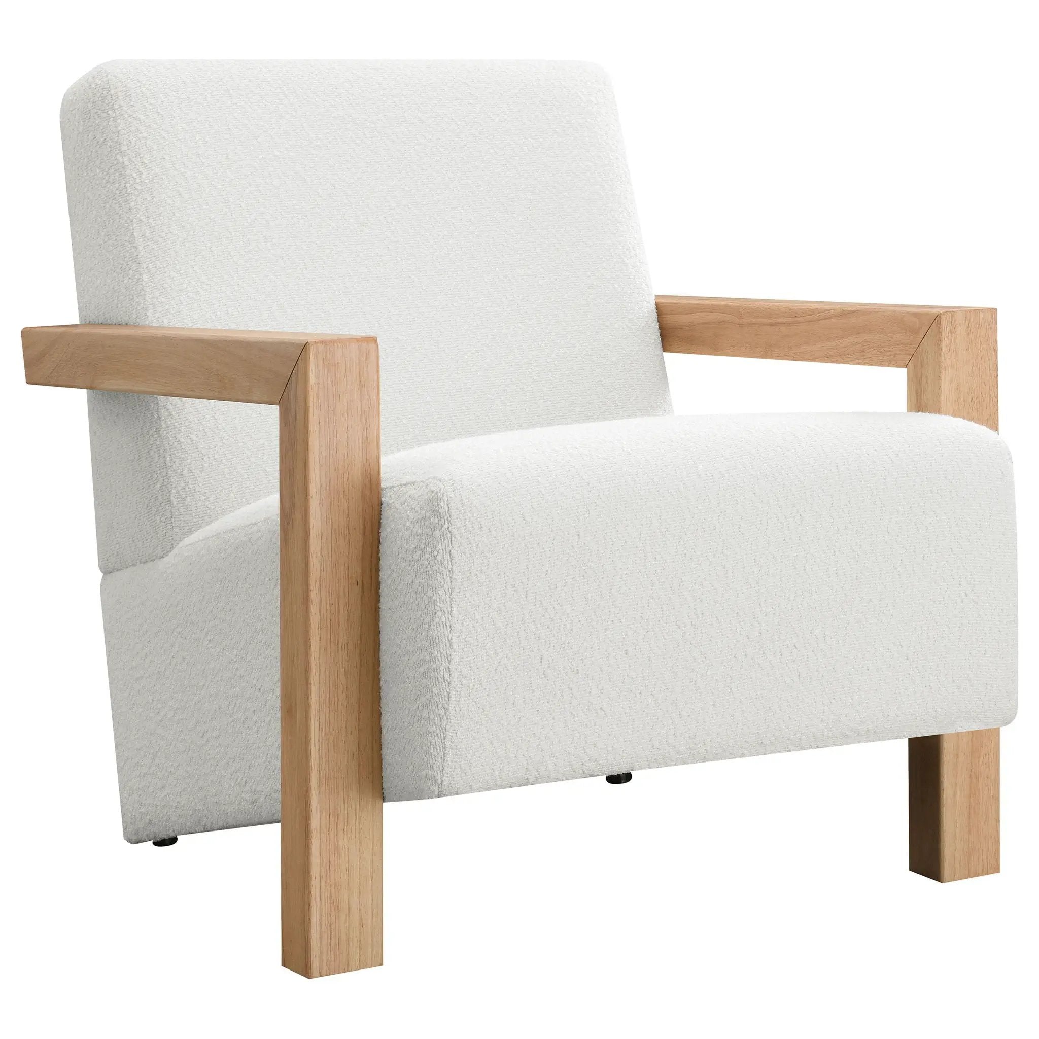 Fitzroy Boucle Upholstered Accent Arm Chair Ivory by Unique Piece Furniture