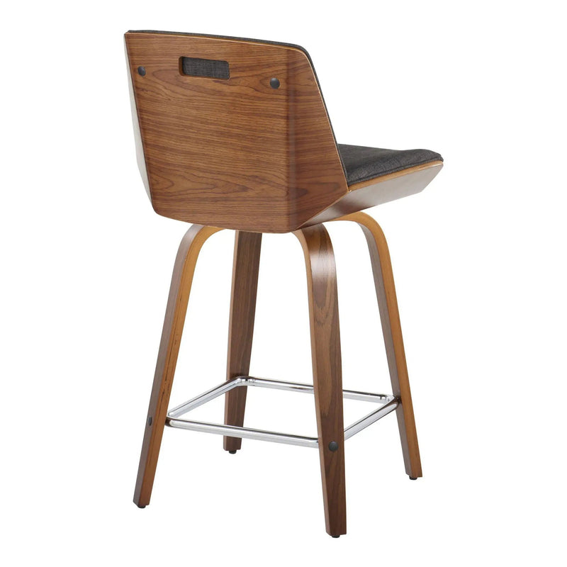 Corazza - Mid Century Modern Fixed Height Counter Stool With Swivel With Square Footrest (Set of 2) by HouseOfZazla